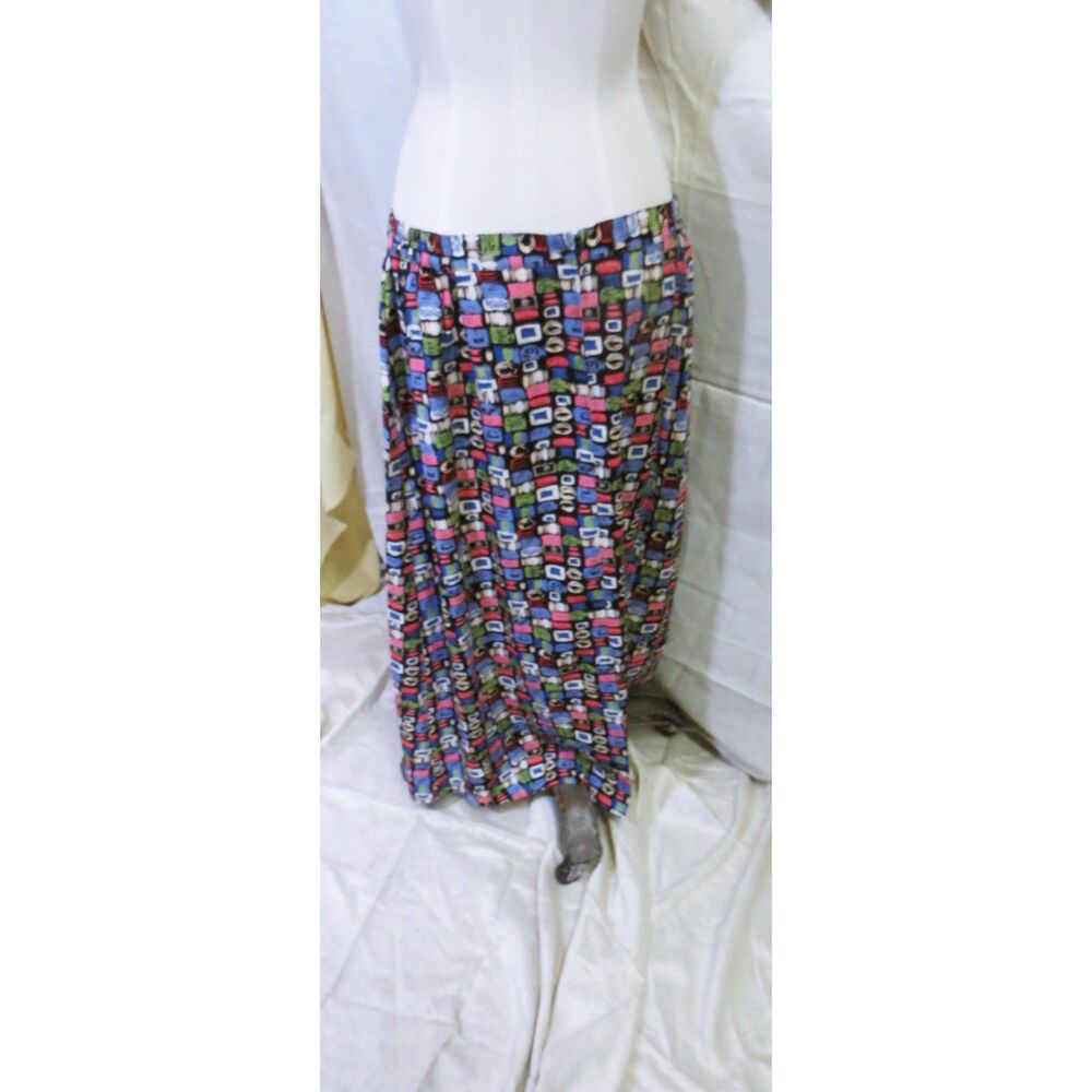 Sag Harbor Multi Color Print Midi Skirt Size PL
